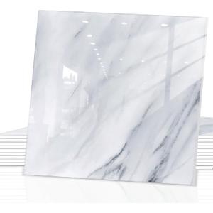 Peel and Stick Backsplash Tiles, 10pcs 12"x12" White Marble Wall Tiles, PVC Self Adhesive Wall Panels, Stick on Backsplash for Kitchen, Shower, Bathroom, Living Room