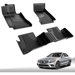 Floor Mats for Mercedes-Benz C300 2015-2021: AOMSAZTO All Weather Floor Mats for Mercedes Benz C Class Sedan Only 1st and 2nd Row
