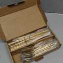 Alata Cube Matte Gold 40-Piece Flatware Set, Forged Cutlery Set, Service for 8, Stainless Steel Tableware with Square Handle for Home/Restaurant, Dishwasher Safe