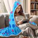 Hooded Towel Blue Cartoon Gifts 67 x 49 Inch Bath Towels Women Soft Plush Wrap Absorbent Warm Quick Drying Wrap for Beach Bath Swimming Pool Vacations