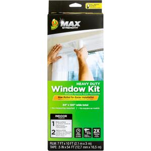 Duck MAX Strength Window Insulation Kit, Winter Window Seal Kit Fits Patio Doors & Large Windows, Heavy Duty Shrink Film Insulator, Indoor Installation, Window Tape Included, 84" x 120", Clear, 1 Pack