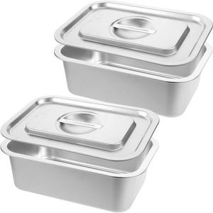 2 Pack 4 Inch Extra Deep Lasagna Baking Pan with Lid, 10.6x14.2 Inch 304 Stainless Steel Large Baking Dish Tray for Oven, Thick Metal Roasting Pan for Casserole Brownie Turkey, Silver
