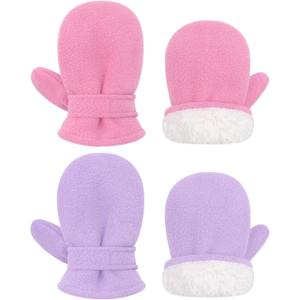 Sarfel Baby Mittens Toddler Gloves Kids Winter Gloves Baby Girl Boy Winter Mittens Infant Mittens 2 Pair Pack (Pink & Purple)