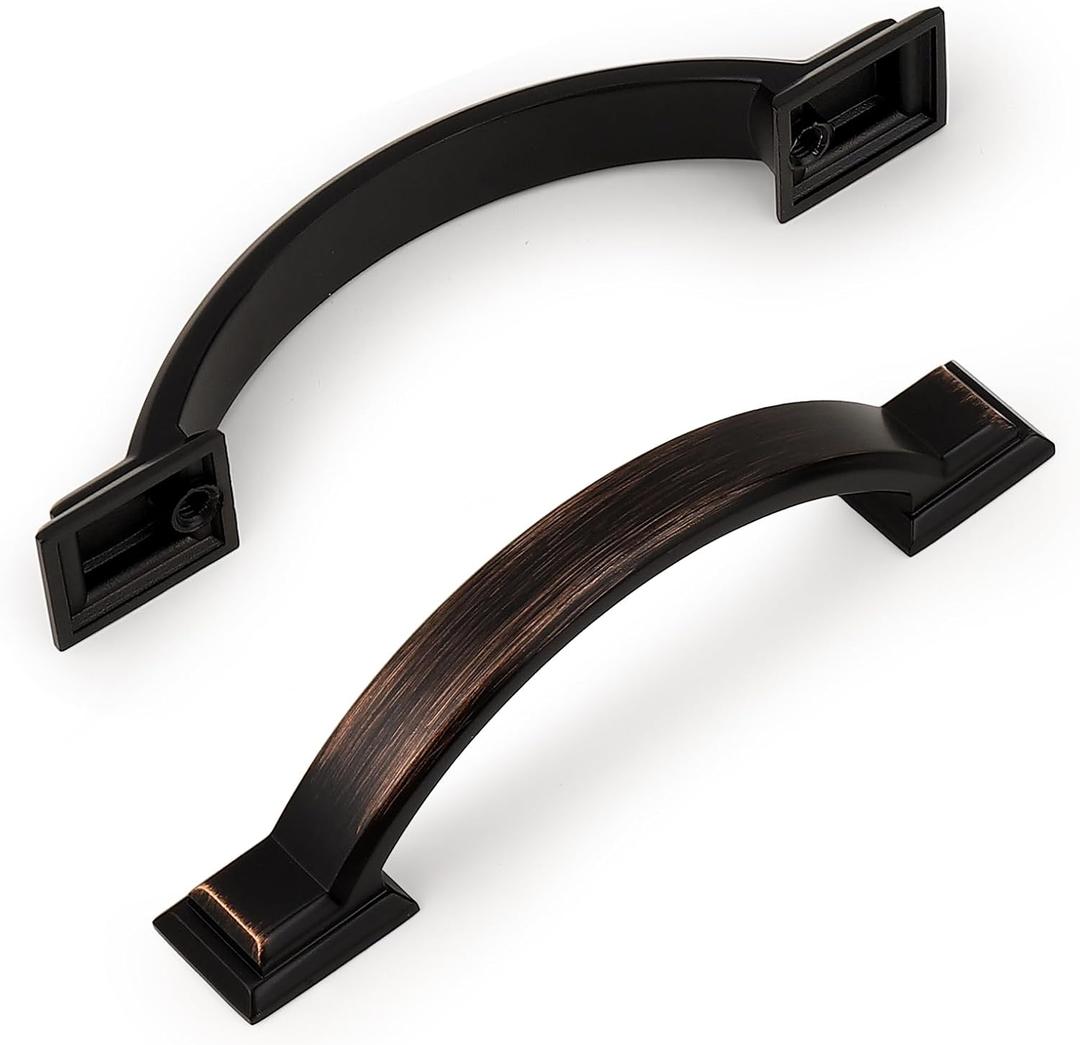 Probrico 10 Pack Oil Rubbed Bronze Cabinet Pulls 3 Inch Hole Center(76mm),Arch Kitchen Cabinet Handles Hardware for Dresser Drawer