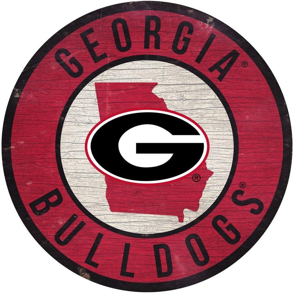 Uga Sign Round Fan Creations Georgia Bulldogs Wood Sign 12 Inch Round State Design ...