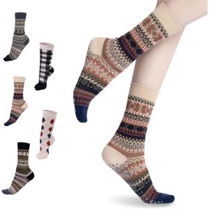 Boho Yoga Socks for Women  Non-Slip Grip High Calf Pilates Socks, Gym & Home Exercise.Checked pattern