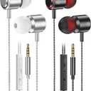 2 Pack Wired Earbuds with Microphone, In-Ear Headphones Wired with Noise Blocking &Volume Control, Premium Sound& Lightweight Corded Earphones for Laptops, Tablets, MP3 & Most 3.5mm Interface Devices