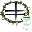 5 Pcs Crown of Thorns Set with 1 Pcs 8'' Jesus Thorn of Crowns & 3 Pcs Crucifix Iron Nails with Prayer Request Card for Easter, Jesus Christian Decor, and Religious Gifts
