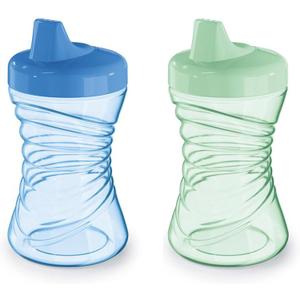 NUK Fun Grips Hard Spout Sippy Cup, 10 oz. | Easy to Hold, BPA Free, Spill Proof Toddler Cup, 2pack, Assorted Color (Blue/Green OR Teal/Purple)