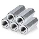 Hicarer 5 Pcs 3/8-24 X 1-1/8" Coupling Nuts 3/8-24 x 1-1/8" Hex Coupling Nut with Zinc Plate Threaded Rod Connector