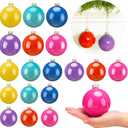 Civaner 18 Pcs Christmas Hanging Glass Ball Ornaments Multicolor Christmas Tree Decorations Decorative Glass Balls for Xmas Tree Party Decoration Wedding, 2.4inch, 2.8inch, 3.1inch