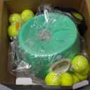 MEKAPLE Automatic Dog Ball Launcher, Dog Ball Thrower with 15 Mini Tennis Balls Sizing 2 Inch and Mesh Bag, Interactive Dog Toys Tennis Ball Launcher for Small Dogs with 3 Distance Settings (Green)