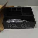 Paper Plate Holder Utensil Caddy Organizer - Rustic Wood Disposable Plate Dispenser with Handles for Cups, Forks, Spoons, Napkins and Silverware Holders (handle paper plate holder)