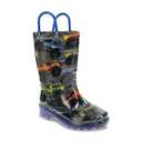 Western Chief Kids Waterproof Light Up Rain Boots With Handles for Easy On and Off for Boys and Girls (5 Toddler, Drag Race)
