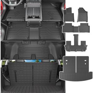powoq Fuel Floor Mat Compatible with 2024 2025 Santa Fe Cargo Mat Trunk Mat TPE All Weather Trunk Liner Replacement for 2024 2025 Santa Fe Accessories (Compatible with 24 25 Santa Fe) (Trunk Mat with Rear Backrest Mat+Floor Mat)