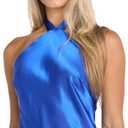 Women's Glimmer Night Satin Dress (Blue, L)