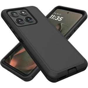 for Motorola Edge 2025 Case, Heavy Duty Defender Case Dustproof Shockproof Protection 3 in 1 Rugged Cover for Motorola Moto Edge 5G 2025 (Black)