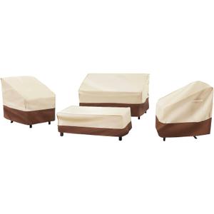 loriano Patio Furniture Cover Set, 4 Piece Outdoor Furniture Cover Waterproof, 600D Heavy Duty Lawn Patio Set Covers