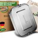 Blockhtte Stainless Steel Lunch Box for Adults I 40oz I with free Sealing I Metal Bento Box with 3 Compartments, Leak-Proof Lunch Container, Metal Food Storage for Travel, Work, Eco-Friendly