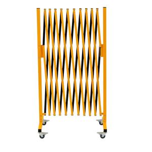 GYMTIME Industrial Expandable Metal Barricade, 11 FT, 47 inch high, Yellow and Black, Upgraded, Portable Safety Barrier with Casters, Flexible Fence Mobile Barrier Gate, Adjustable Traffic Fence