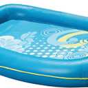 Aqua Comfort Pool Float Lounge Inflatable Pool Floats for Adults with Headrest and Footrest Bubble Waves, Blue/Lime Waves Comfort Lounge