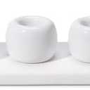 Dersyer 4 Pack Mini Ceramic Toothbrush Holder Stand with 1 Pack Water Absorbing Stone for Bathroom Vanity Countertop, Electric Toothbrush Organizer, White