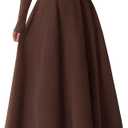 PRETTYGARDEN Cocktail Dresses for Women 2026 Elegant Classy Fall Long Sleeve Midi A Line Flowy Modest Winter Party Dress (Brown) S