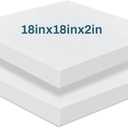 Frienda 2 Pack 2" x 18" x 18"Upholstery High Density Foam Cushion Replacement Square Cut to Size Foam Couch for Chair Couches Padding Shipping Packing DIY Cosplay Projects(White)