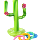 Inflatable Cactus Ring Toss Game Set, Summer Pool Party Decoration with 4 Toss Rings for Backyard, Patio, Beach, Multicolor