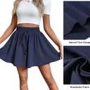 Women's Casual Shorts Wide Leg Flowy Quick Dry Summer Short Stretch Drawstring High Waist Shorts with Pockets (Dark Blue)