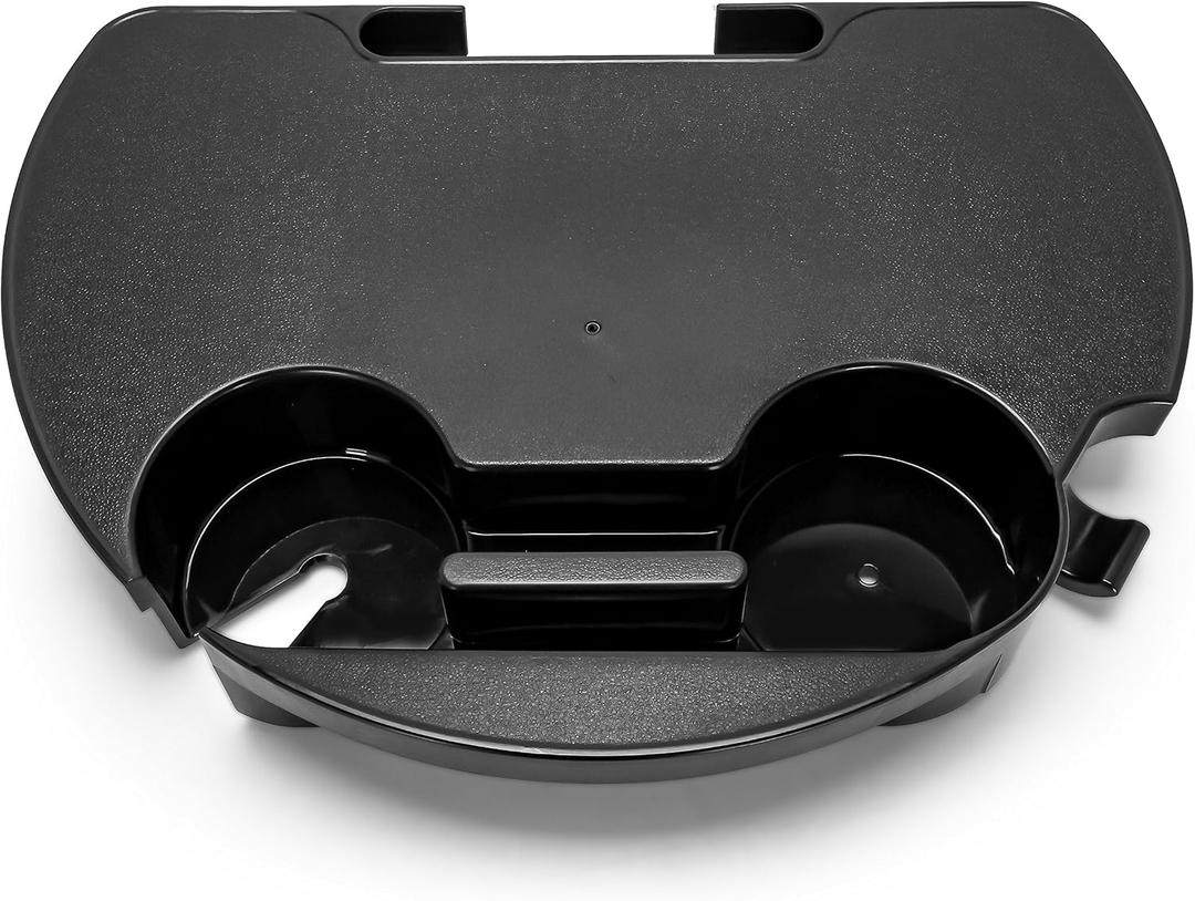 Camco Zero Gravity Chair Tray – Clip‑On Side Table w/Cup Holders, Stemmed Glass Slot, Non‑Slip Textured Surface, Drainage Holes & Bag Hook – Fits up to 7/8” Frames – Durable Polymer, Black (51834)