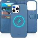 TUCCH Wallet Case for iPhone 15 Pro Max, Detachable 2-in-1 Stand RFID Blocking 4 Card Slot [Wireless Charging] Protective Case, PU Leather Removable Folio Compatible with iPhone 15 Pro Max, Lake Blue