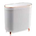 Bathroom Trash Can with Lid 3.2 Gallon Narrow Trash Can Small Plastic Trash Bin 12 Liter Rectangular Plastic Garbage Can with Press Type Lid for Bedroom Bathroom Milk White (Milky white)