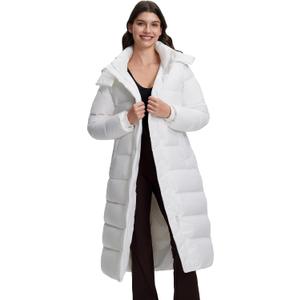 Pioneer Camp Women's Thickened Long Down Jacket 650+ Fill Power Puffer Jacket Winter Coat Parka Jacket with Hood (X-Large, White)
