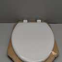 Mayfair Linden Slow Close Toilet Seat, Non Slip Heavy Duty Wood, Easy Install, Elongated, White