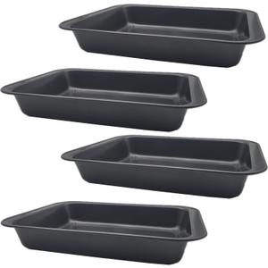 4 Pack Baking Pan, Rectangle Carbon Steel Cake Pan, 12.6 x 8.6 Inch Heavy Duty Nonstick Deep Oven Cookie Sheet Tray for Brownies, Lasagna, Sheet Cakes, Roasting Vegetables, BPA Free