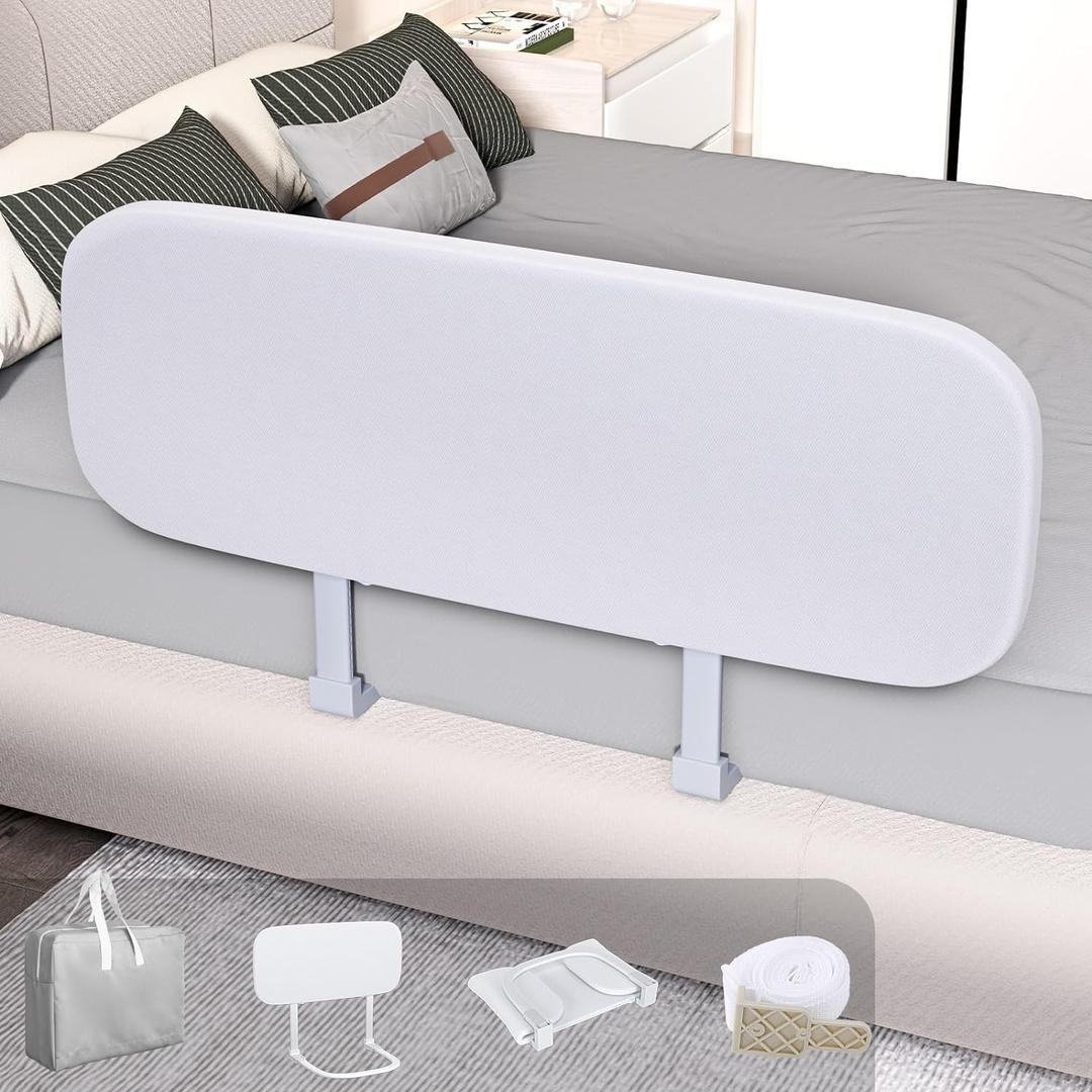 omzer Travel Bed Rails for Toddlers - Foldable Portable Safety Rail with No Drill, Short Bed Rail Guard for Baby Child/Elderly, Height Adjustable for Crib Twin Queen Full King Size Bunk Bed -48 Inch (1 Side (48 Inch, White))