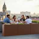 Rectangular Metal Planter Box 32x12x24 with Insert Shelf, Coffee-Brown, Medium