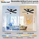 Ceiling Fans with Lights, 42 Inch Low Profile Ceiling Fan with Light and Remote Control, Flush Mount, Reversible, 3CCT, Dimmable LED, Quiet, Black Ceiling Fan for Bedroom, Kitchen