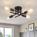 ZGLAOJT Semi Flush Mount 4 Light Ceiling Light Matte Black with E26 Base Modern Chandelier for Farmhouse Kitchen Dining Room Bedroom Study Living Room.