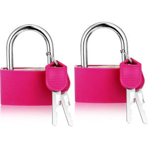 2Pack Aluminum Locker Lock With Key - Large Padlock With 1.6inch Wide Body, Waterproof for Gym, Shed, Gate, and Storage Unit (Pink)