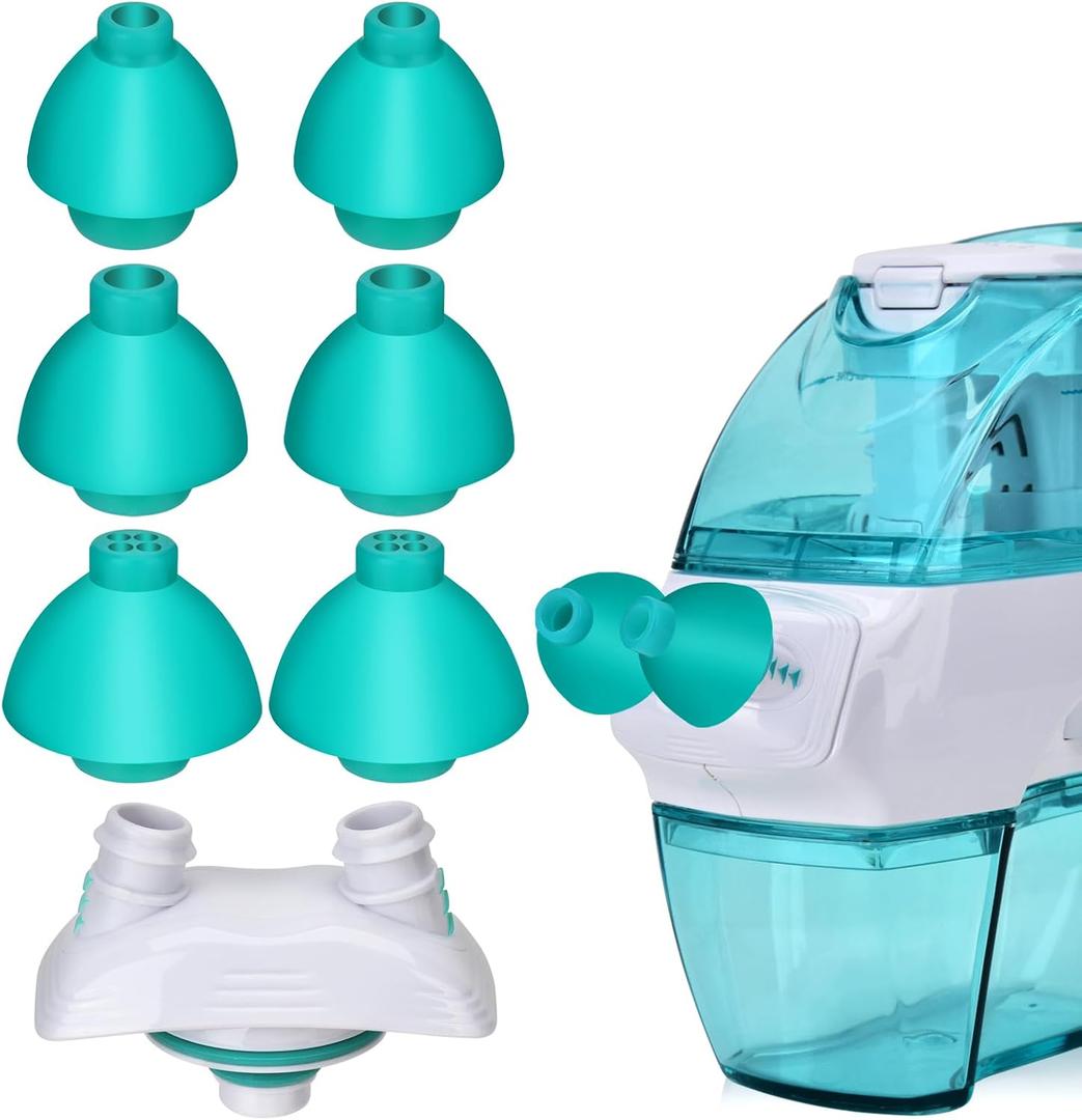 Nasal Dock & 3 Pairs Nasal Pillows Combo Compatible with Navage Nasal Care - High Grade White Nose Dock and Silicone Nose Pillows Compatible with Navage Nasal Irrigation System in Blue