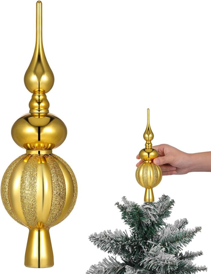 PRETYZOOM Spherical Christmas Tree Topper 2.64 Inch Plastic Xmas Tree Ornament Decoration Lightweight Finial for Holiday Party Home Seasonal Decor