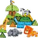 Magnetic Tiles Set Grassland Animals Theme Toys, Magnet Tiles Building Blocks Toys for Kids Ages 5-7 Year Old to STEM Learning (White)