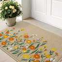 LUMI Spring Floral Door Mat, Low Profile Thin Mesh Doormats, Dirt Trapper Stain Resistant Welcome Mats, Waterproof Outside Mat for Home Decor, 24" x 35" 
