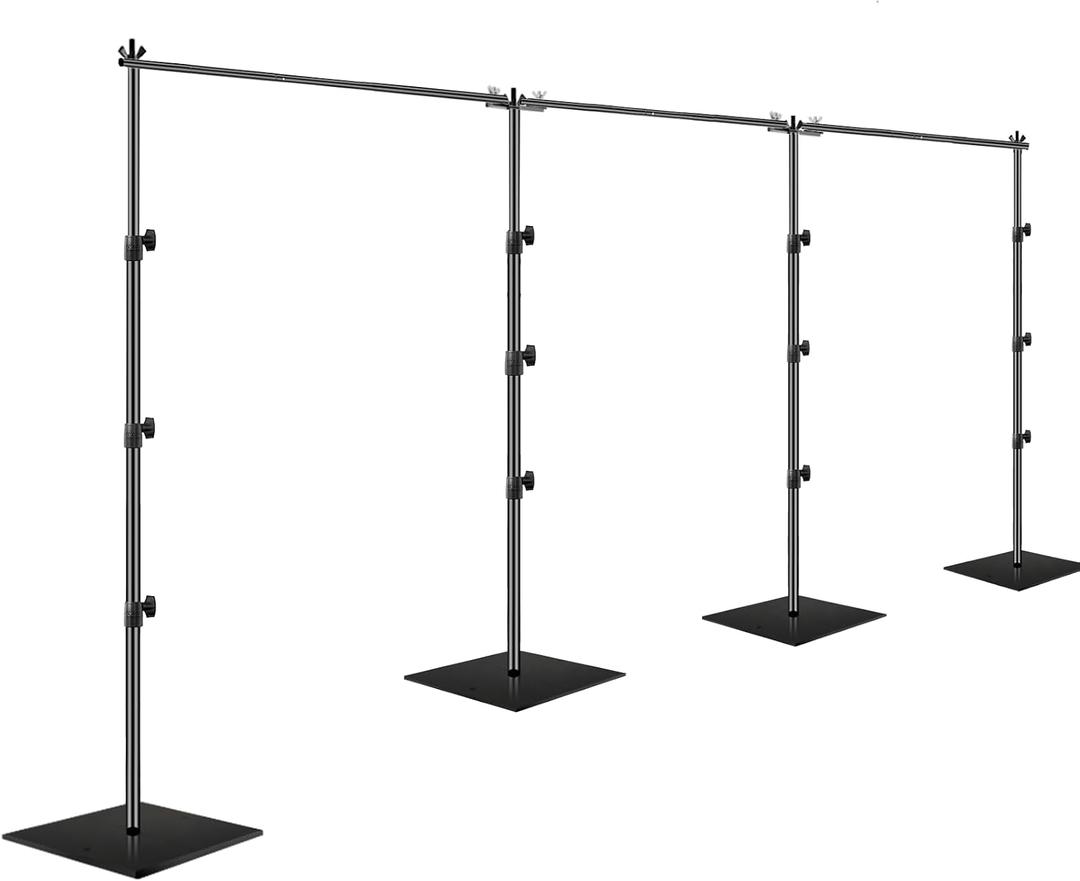 EMART 8.5x30ft(HxW) Photography Backdrop Stand for Parties, Adjustable Photo Pipe and Drape Background Back Drop Holder Frame Kit with Heavy Duty Metal Steel Base for Birthday Wedding - Black