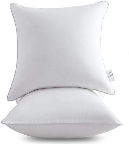 Oubonun 20 x 20 Throw Pillow Inserts (Set of 2) with 100% Cotton Cover - 20 Inch Square Interior Decorative Sofa Pillow Insert Pair - White Couch Pillow