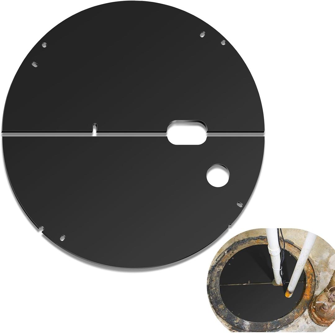 20.5 Inch Sump Pump Cover Plastic Submersible Sump Basic Cover Black Septic Tank Lid for Water Pump Basin Bucket Outdoor Well (Split)