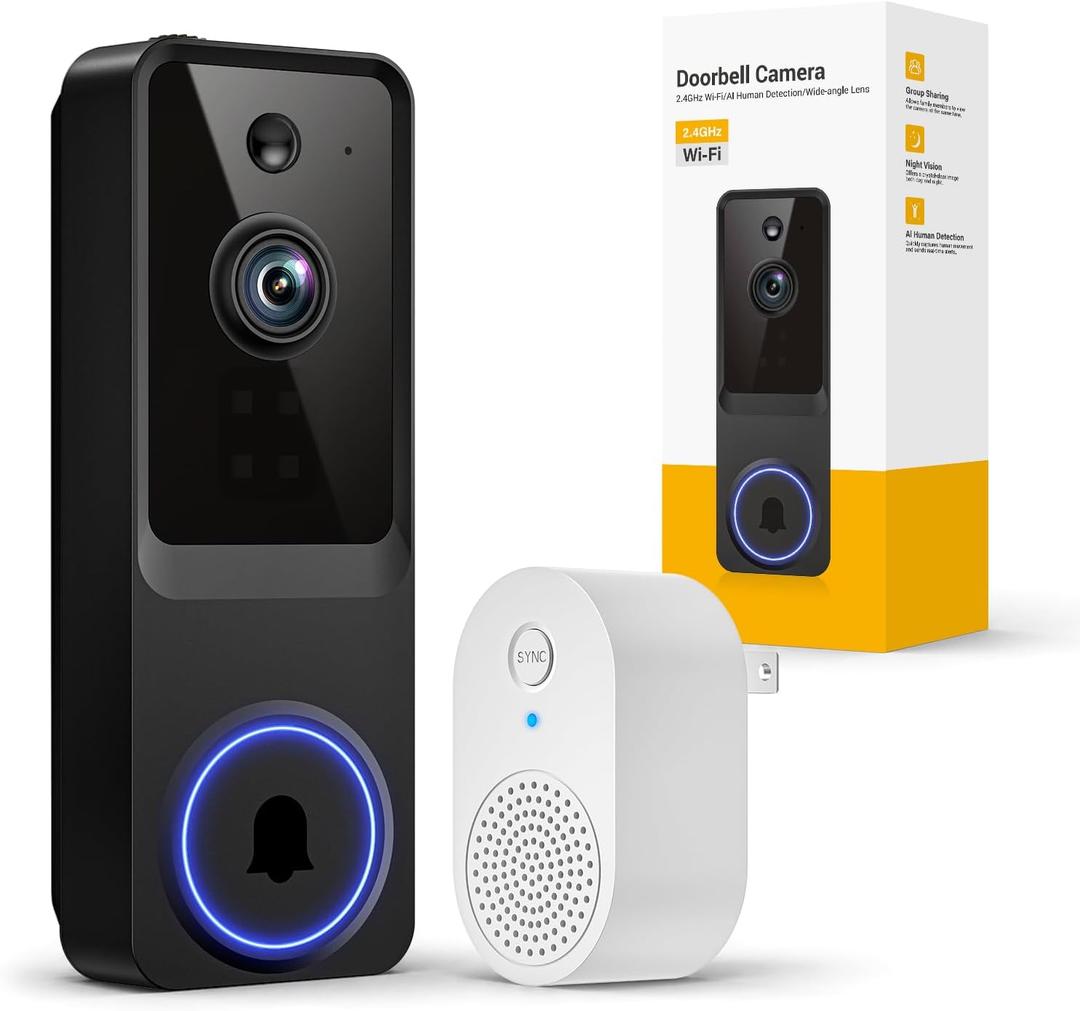 Smart 2.4GHz Wi-Fi Doorbell Camera AI Surveillance Doorbell Wide Angle Lens