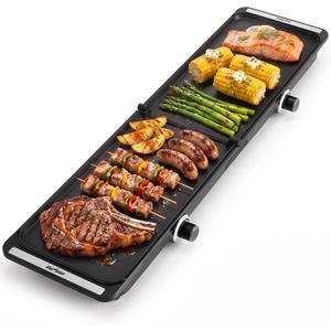 38" Large Electric Griddle, 1700W Fold-n-Store Dual Temp Griddle